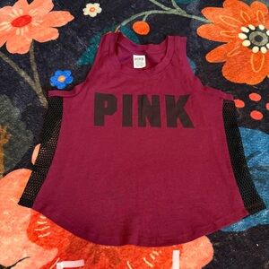 PINK Victoria's Secret Maroon Tank Top with Black Mesh